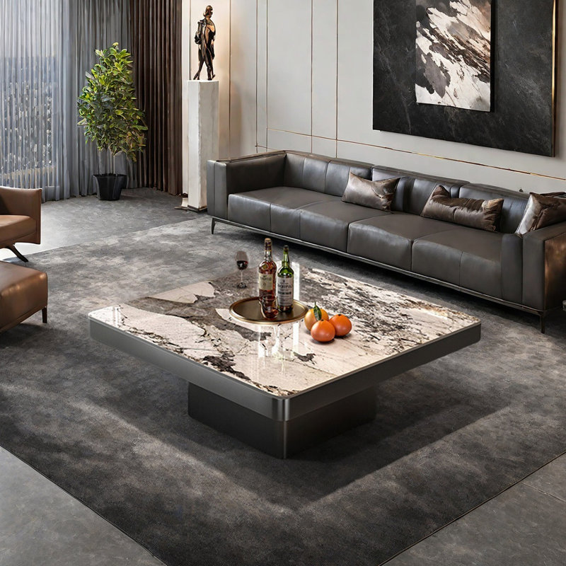 Luxury-Style Square Granite Slab Coffee Table