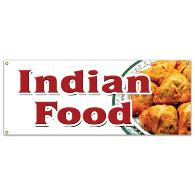 Signe de bannière alimentaire indien Curry Tandoori Naan Cuisine Lassi Vegan