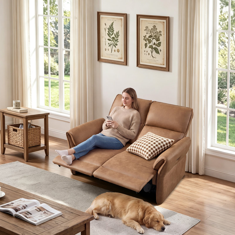 Causeuse inclinable électrique de 56 po de largeur, moderne, multifonctionnelle, douce, confortable, avec ports USB et Type-C, canapé 2 places inclinable