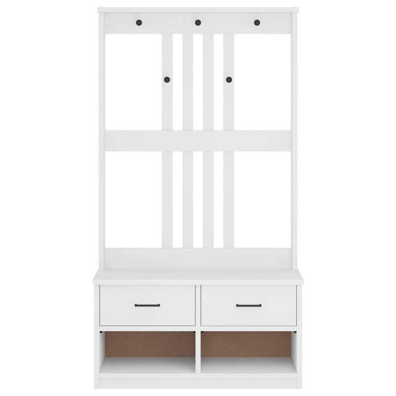 Hall Tree SANDNES 87X40x159.5Cm Solid Wood Pine, White