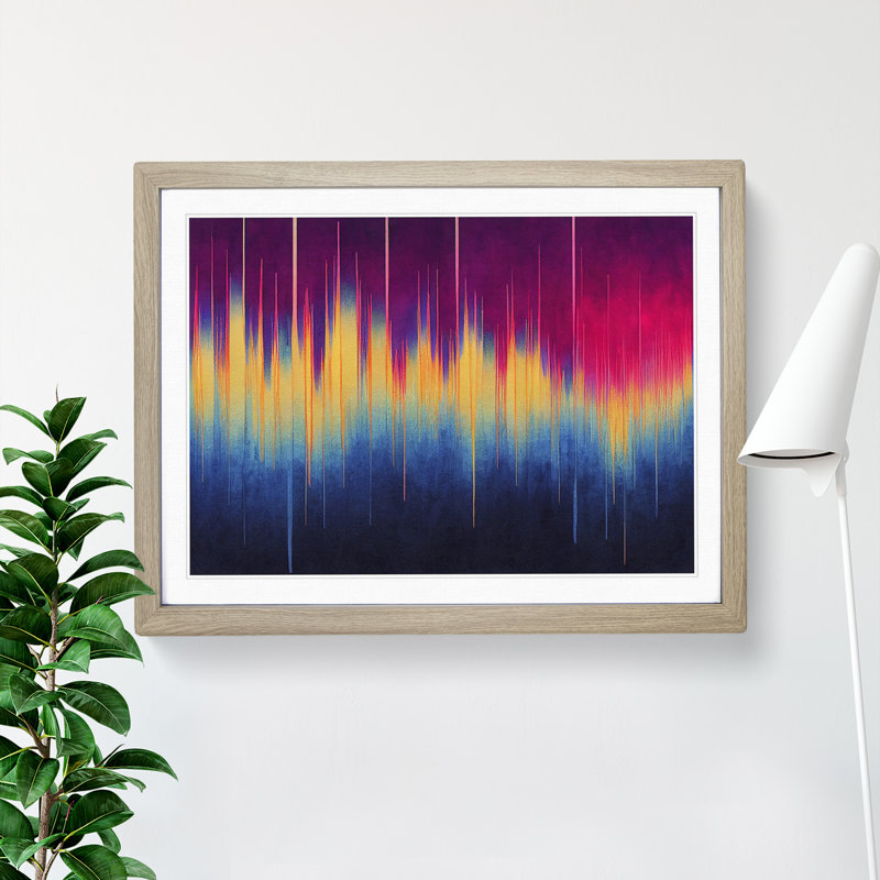 Electronic Audio Sound Bar Vol.2 Abstract - Single Picture Frame Print, Oak , 34cm H x 46cm W x 2cm D