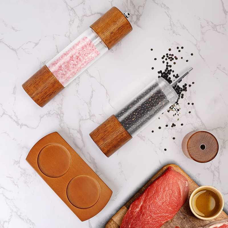 2 Pack Adjustable Coarseness Pepper Salt Grinder (set Of 2)