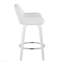 Tabouret de comptoir à hauteur fixe avec pivot en bois blanc et similicuir blanc avec repose-pieds rond chromé - ensemble de 2