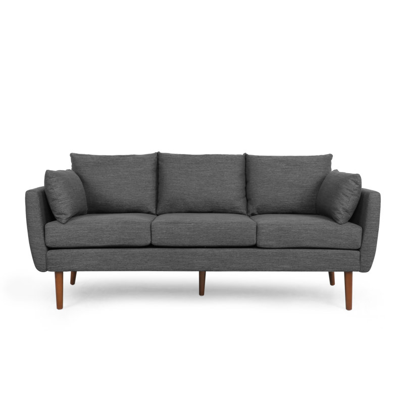 Coryon 3 Seater Sofa with Nailhead Trim, Accent Sofa Upholstered Contemporary Birchwood Legs, Charcoal Polyester