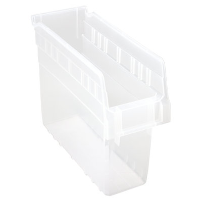 Bac économique à tablettes gigognes, l 6-5 / 8 po x L 11-5 / 8 po x H 4 po, (7) fentes de séparation, porte-étiquette arrière, porte-étiquette moulé, polypropylène, boîte de 30