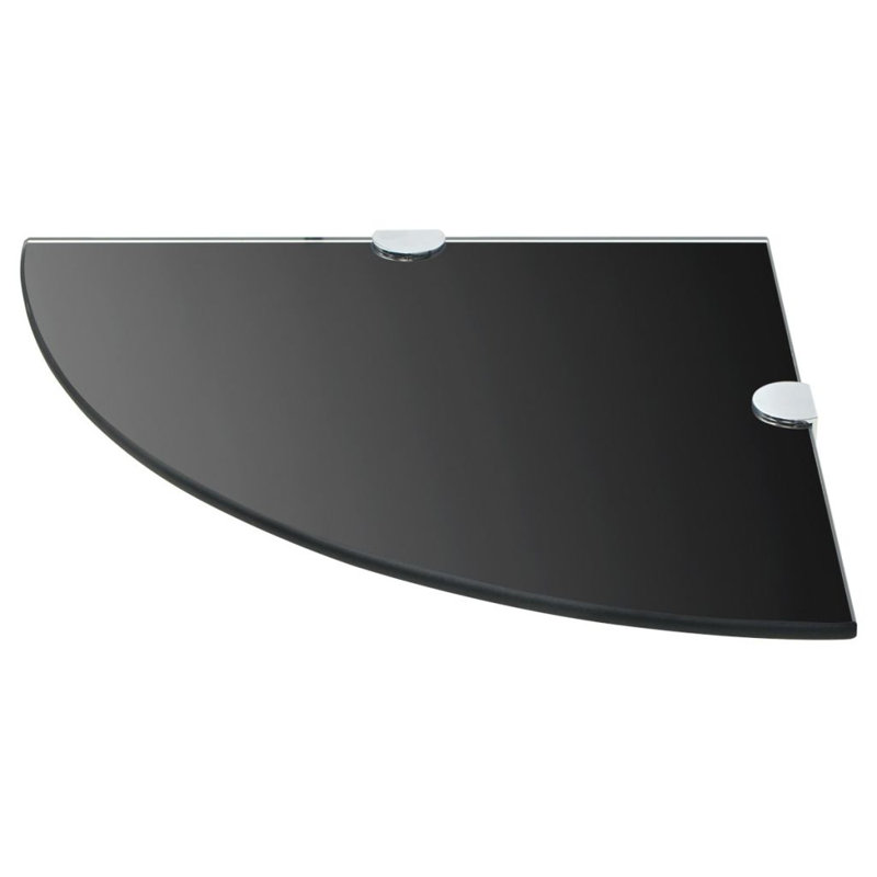 Brylee Glass Corner Shelf, 0.8cm H x 25cm W x 25cm D, Black