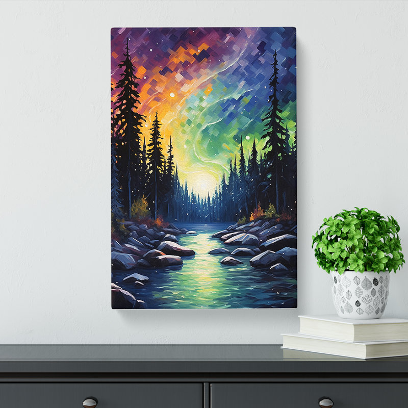 Northern Lights Impressionism - Wrapped Canvas, 76cm H x 50cm W x 3cm D