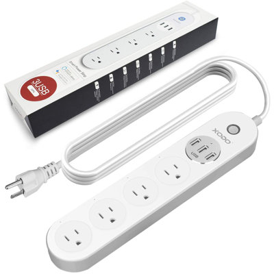 10-Amp Outlet XODO WP4 Smart Power Strip - "WiFi" Surge Protector with 3 USB Ports and 4 Outlets - App Controlled Appliance - Time Schedule 