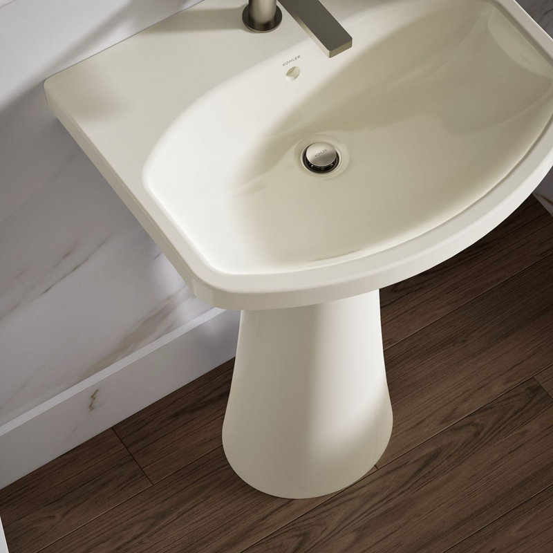 Cimarron® Vitreous China 23" Pedestal Bathroom Sink with Overflow, Biscuit, Single Hole