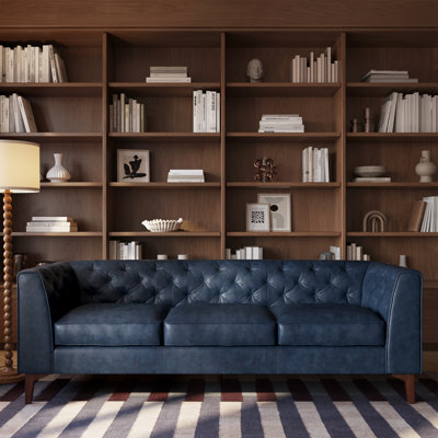Peale 89'' Full-Grain Genuine Italian Leather Sofa