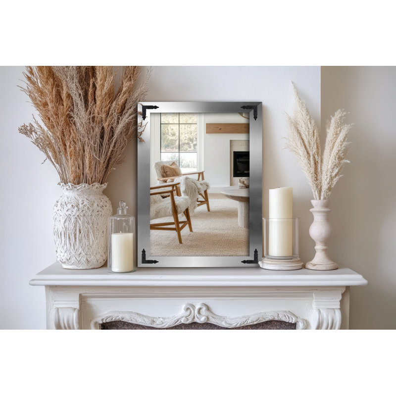 Heavner Flat Wall Mirror, 31.5" H x 23.5" W, Silver