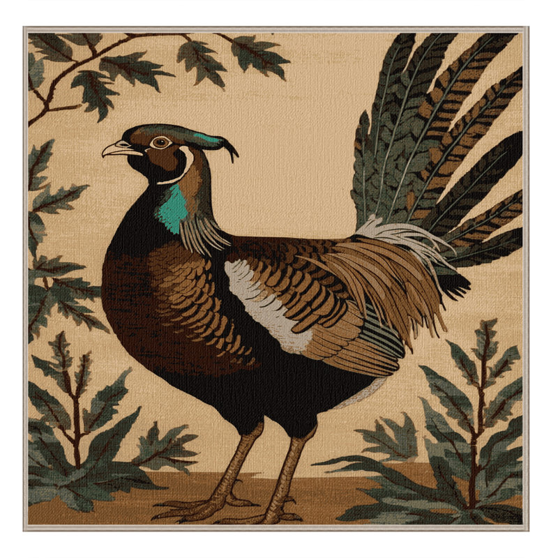 Washable Common Pheasant Birds Area Rug, Square 5'