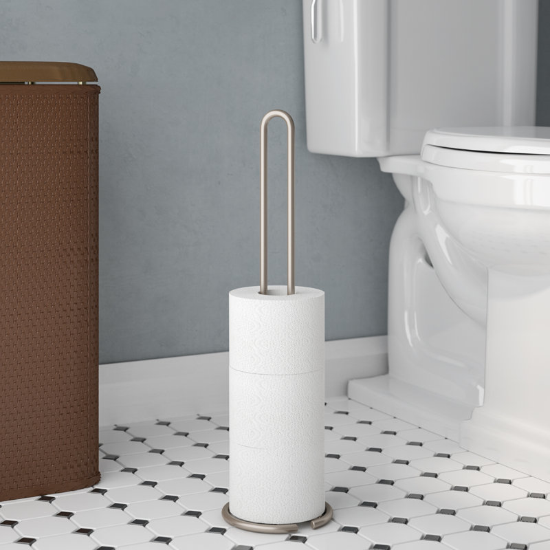 Porte-papier hygiénique sur pied, Nickel satiné