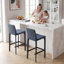 Tabouret de bar H 26 po entièrement assemblé, tabouret de bar rembourré en cuir Saddle avec siège rembourré, tabouret de bar à hauteur de comptoir avec repose-pieds à structure en métal pour îlot de cuisine, bleu-2110896976-2110765624