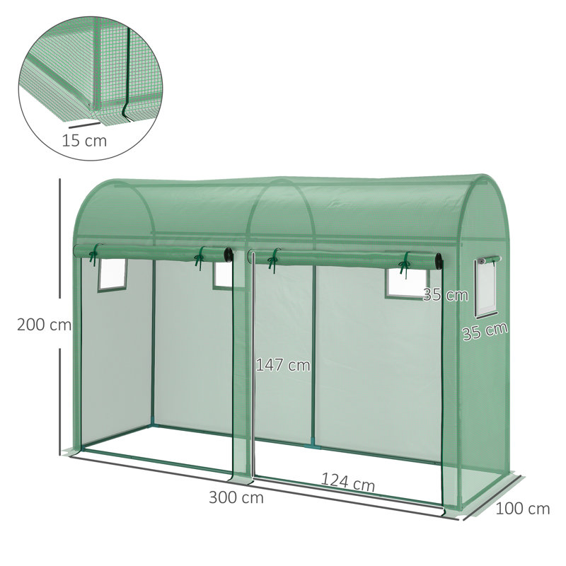Nothills Walk-in Greenhouse Double Doors & 4 Windows Green 3 x 1 x 2 m