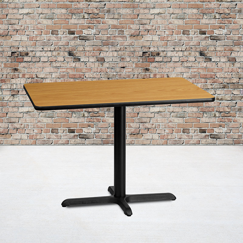 Natural Laminate Square Bar Height Table with Black Metal Base