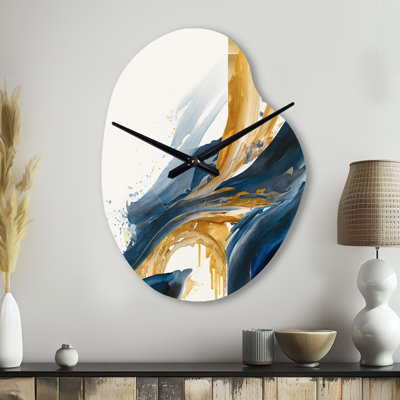 Stylish Spiral Abstract VI - Abstract Spirals Unique Shape Metal Wall Clock, Modern Asymmetrical Wall Clock Print