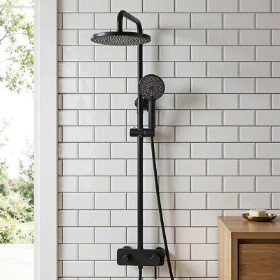 All‑In‑One Shower System Kit-Wall Mounted Shower Faucet System with Rainfall Shower Head & 3‑Function Handheld