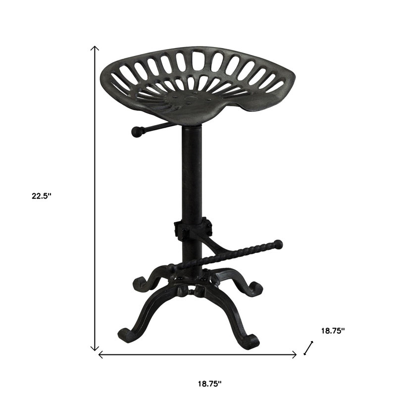 Chaise de bar noire réglable en hauteur sans dossier 23 po avec repose-pieds