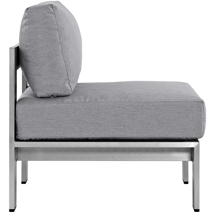Ensemble de canapé modulaire d'extérieur en aluminium 5 pièces Shore, gris