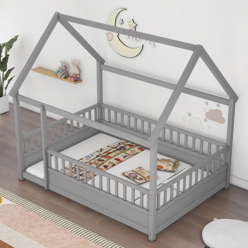 Abderraouf Wood Canopy Bed, Gray, Full