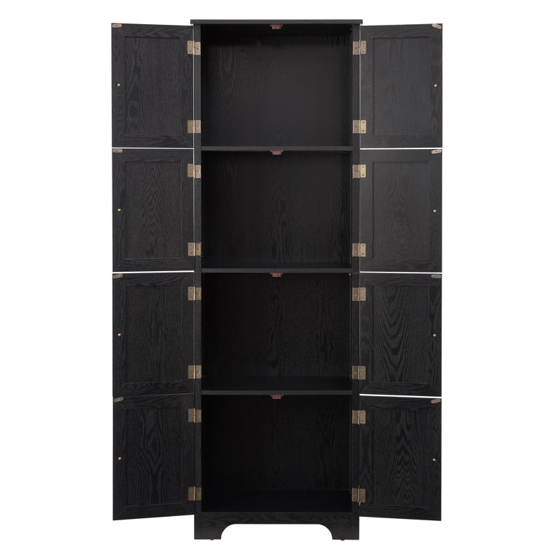 Armoire de rangement haute 72,4 "avec 8 portes et 4 tablettes, Noir
