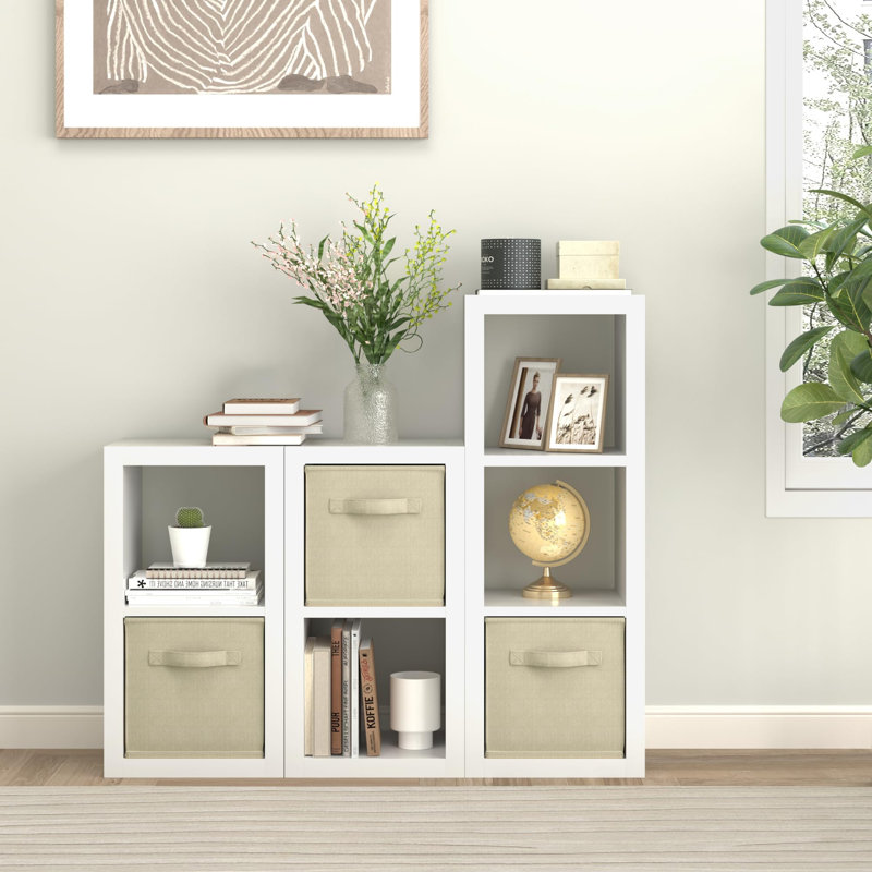 Bibliothèque avec bac de rangement, organisateur de rangement à 2 cubes, bibliothèque ouverte en bois moderne, tablette multifonctionnelle pour salon, chambre à coucher, bureau personnel, blanc