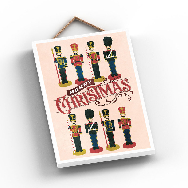 Xmas Merry Christmas Nutcracker Wooden Plaque, 18.5cm H x 12cm W x 0.9cm D