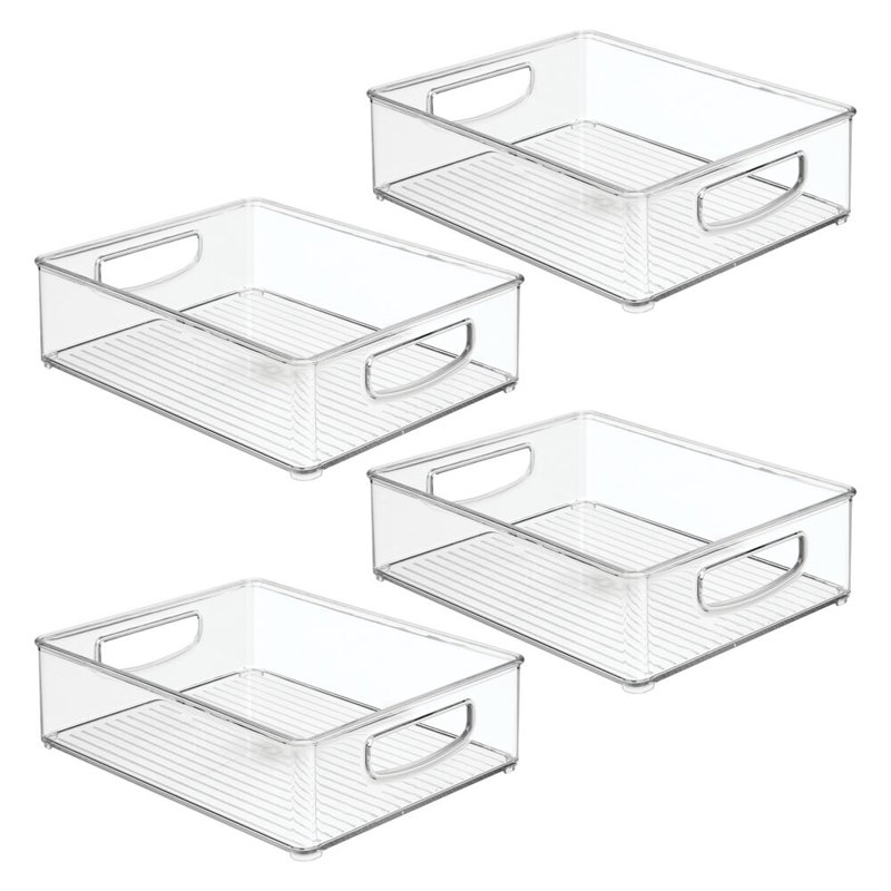 iDesign Plastic Stackable Pantry Bin with Handles - Set of 4 - Clear
