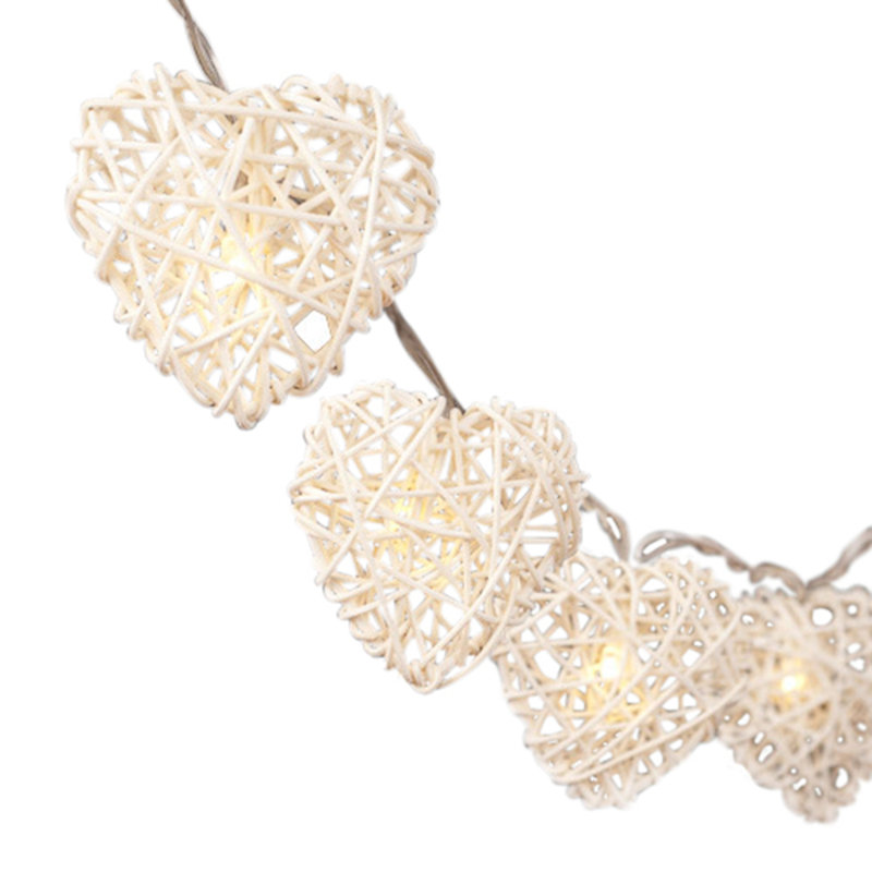 Marchmont LED Wicker Hearts String Light, 10 Lamps - 5 Metre Long