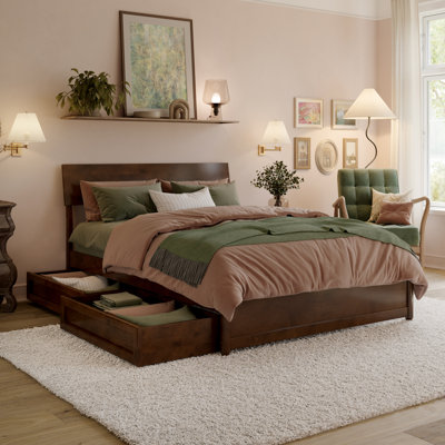 Norla Wood Platform Bed with Storage Drawers