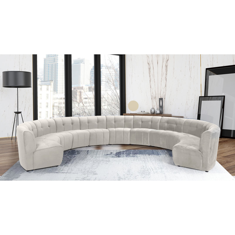 Jedson Velvet Sectional Symmetrical, Cream Velvet