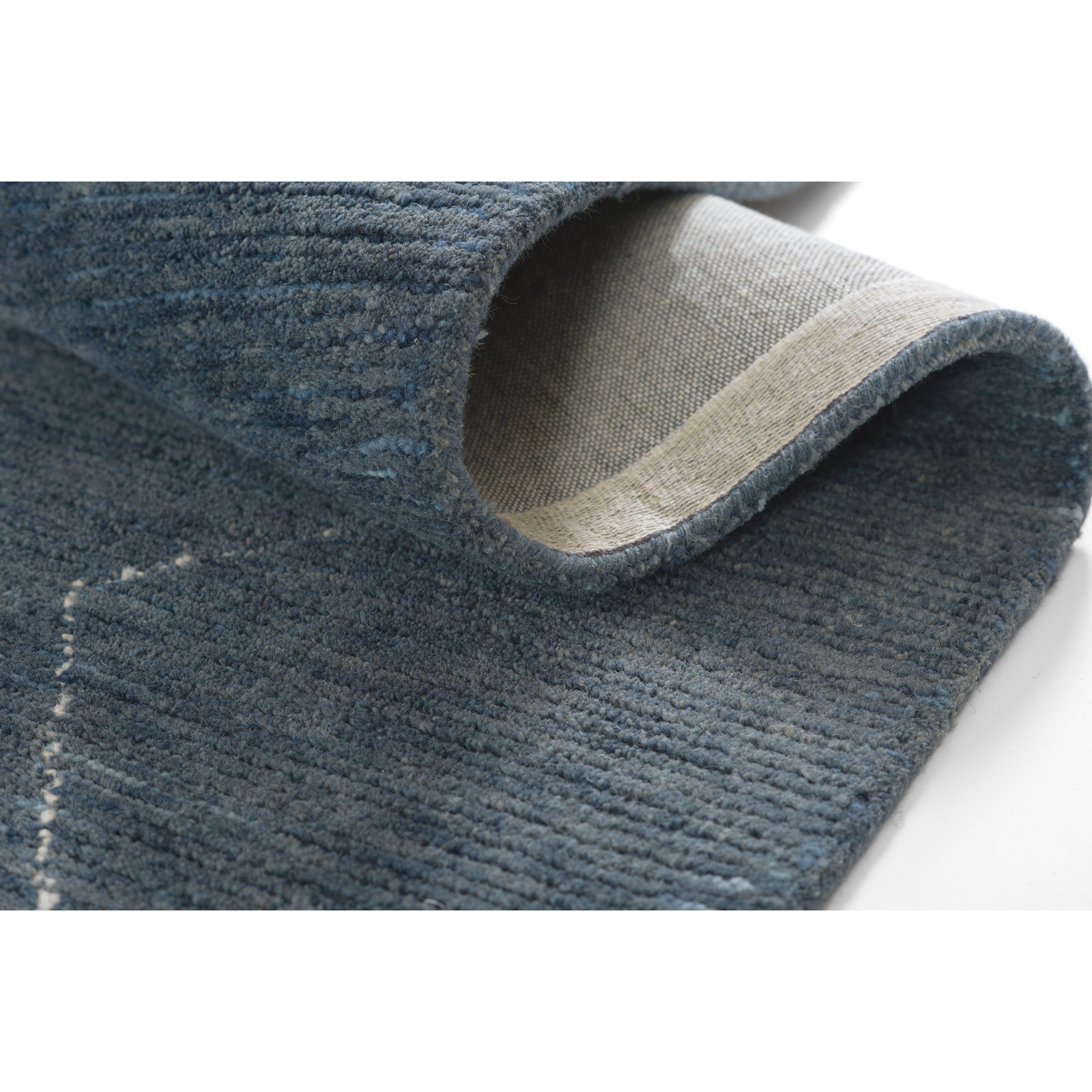 Hand Tufted Wool Blue Rug, Runner 2'3" x 8'