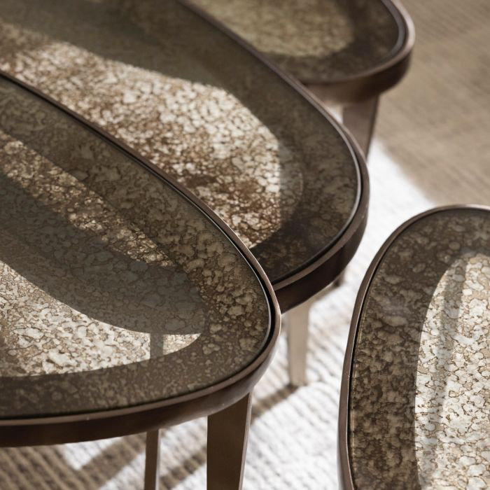 Jan Glass Cocktail Table, 14.5" H x 40" L x 20" W, Twilight Bronze