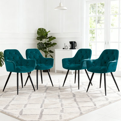 Runkle Upholstered Velvet Dining Chair with Arm