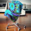 Massive bleu vert fleur fractale - coussin floral imprimé-30729917-30729920