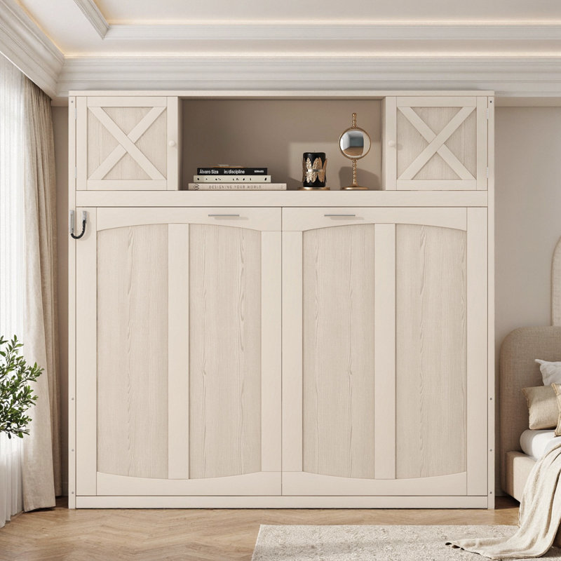 Lit escamotable double avec armoires de rangement et lit escamotable mural