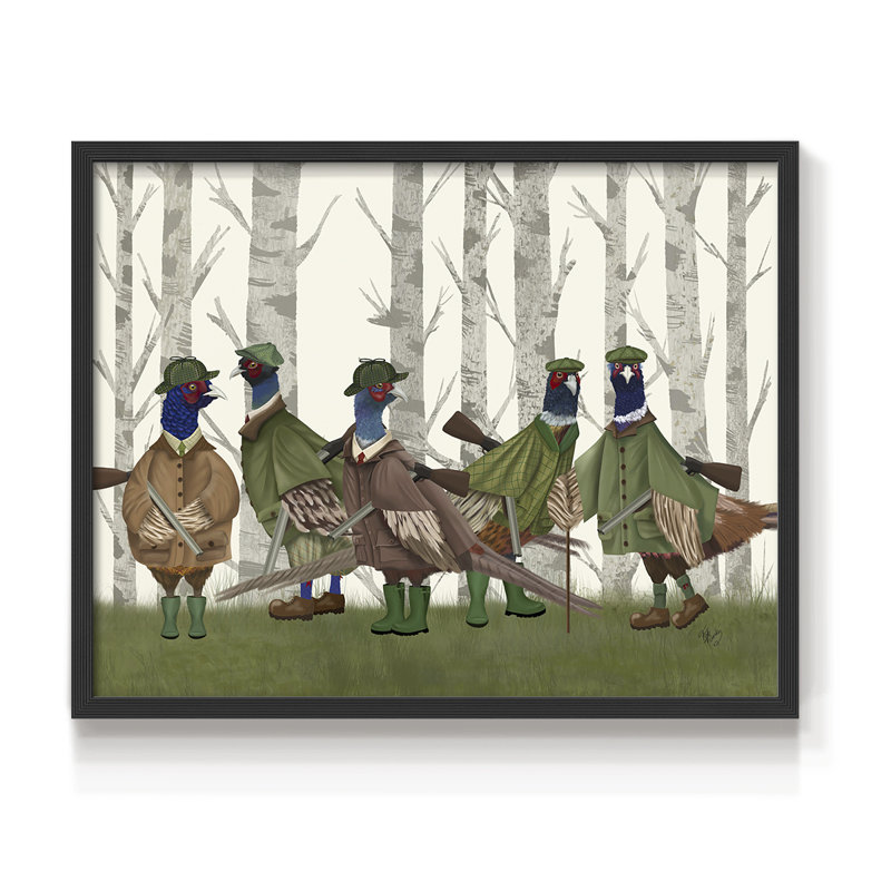 Faisan du groupe de tir 3 - Reproduction encadrée - Restickable, H 22 po x l 28 po, Noir, noir, noir, noir