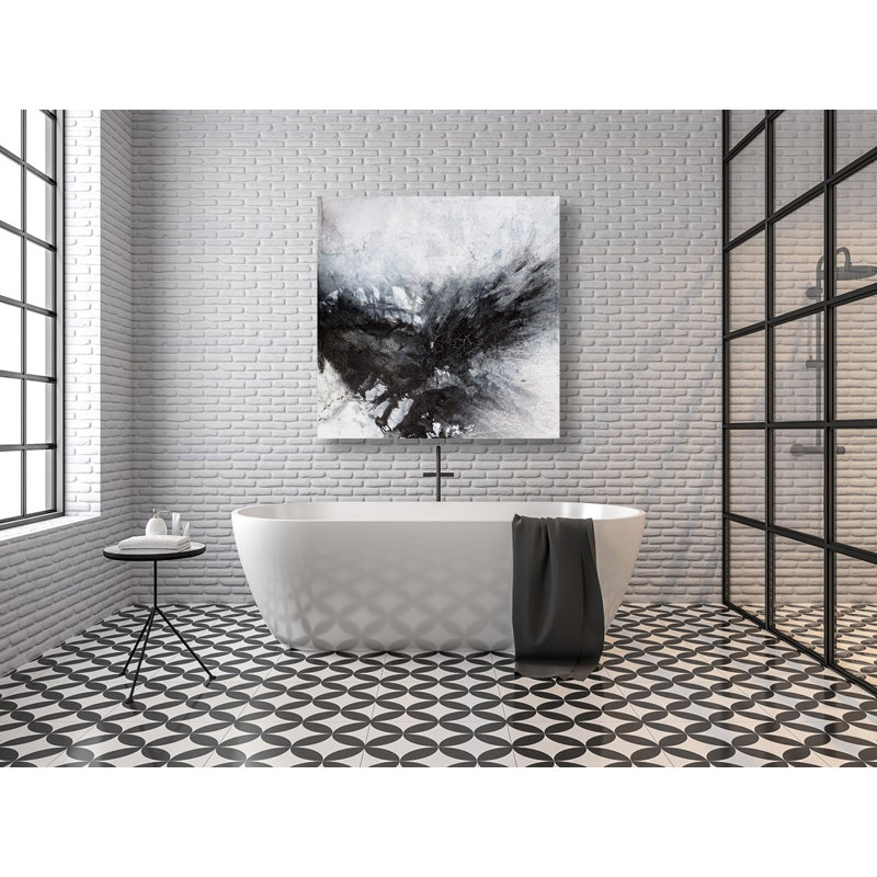 Black & Gray III - Artist Enhanced Canvas Print, 48" H x 48" W x 1.5" D, Wrapped Canvas