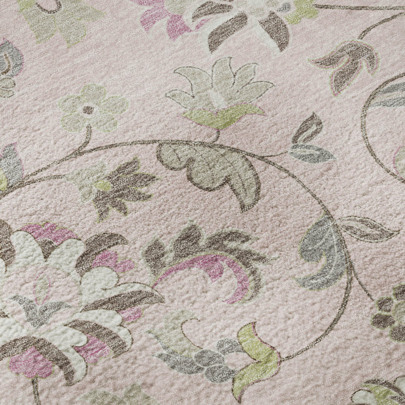 Tapis floral Goulven AMF1006 lavable à la machine de qualité supérieure, Rectangle 9 pi x 12 pi