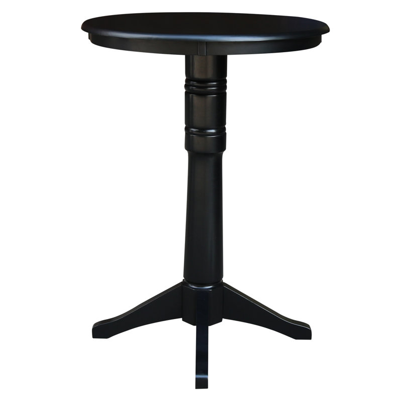Craighead Bar Height Solid Wood Pedestal Dining Table, 41.9" H x 30" L x 30" W, Black
