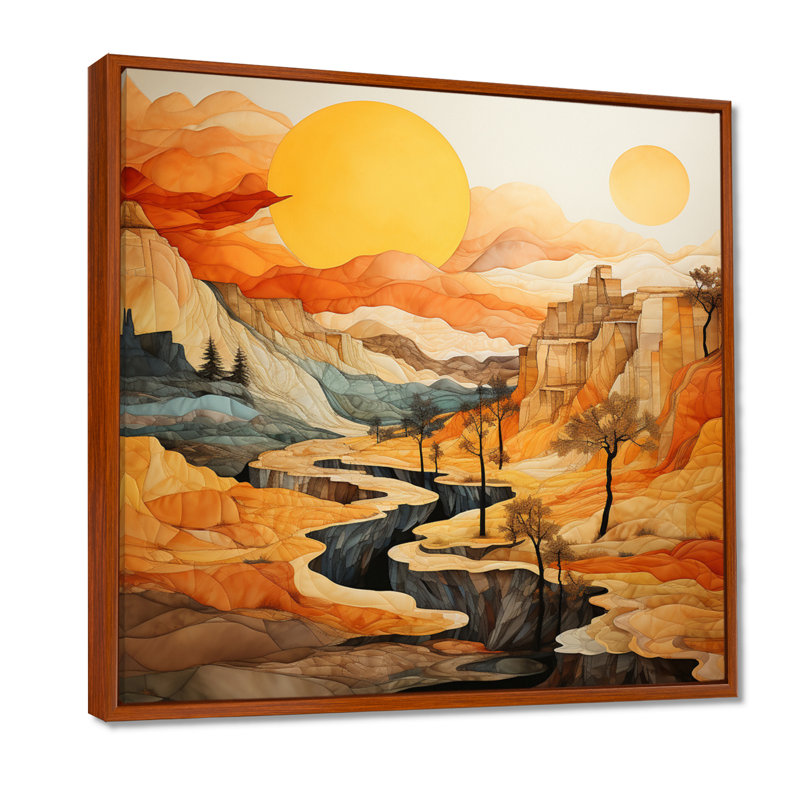 «Bold Landscape Canyon Desert VI - Canyon», art mural, H 36 po x l 36 po x P 1,5 po, Cadre flottant brun