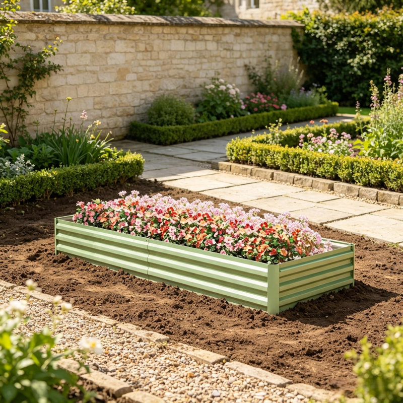 Jardinières extensibles en acier, grand potager surélevé moderne pour la maison