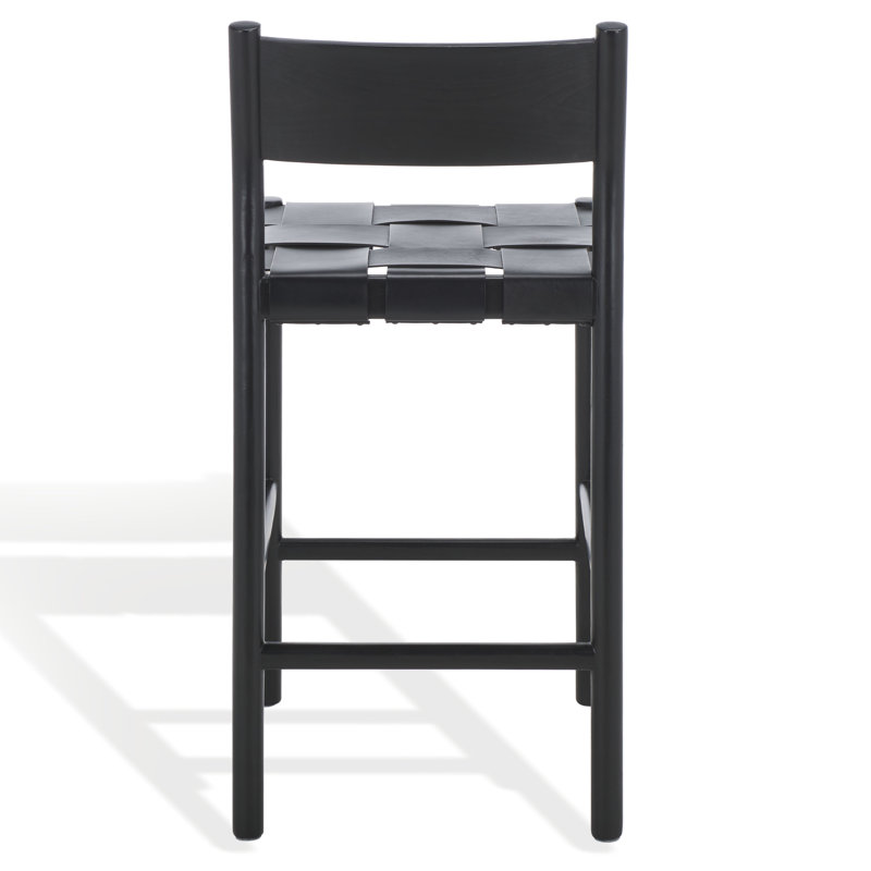 Devnie Woven Leather Counter Stool, Black