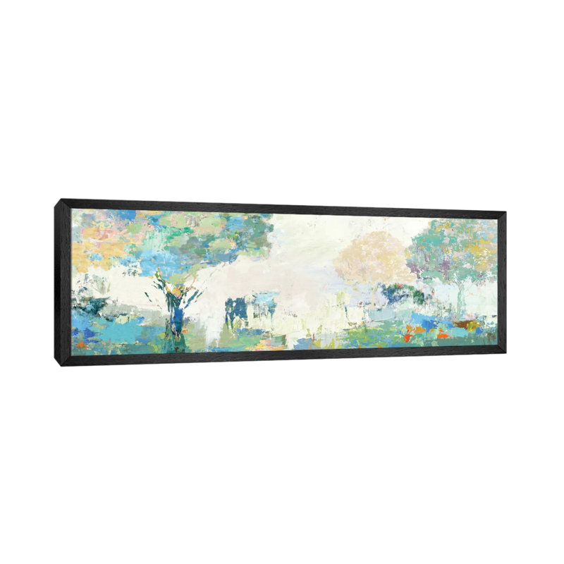 Textural Landscape by Allison Pearce - Panoramic Painting on Canvas, Black Framed Canvas, 152.4 cm H x 50.8 cm W