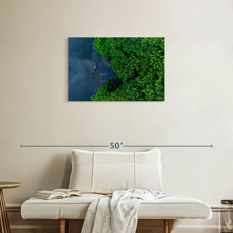 Pêcheur à la mangrove Alvord Kerala, H 20 po x l 30 po