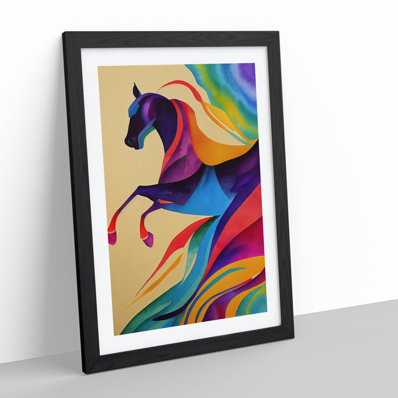 Horse Abstract No.4 - Single Picture Frame Print, Black, 64cm H x 46cm W x 2cm D