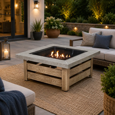 34-inch Outdoor Iron Wood-Burning Fire Pit Table, Wood Fire Heating Stove