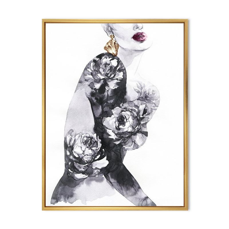 Portrait d'un mannequin élégant - Décoration murale sur toile glam, H 44 po x l 34 po x P 1,5 po
