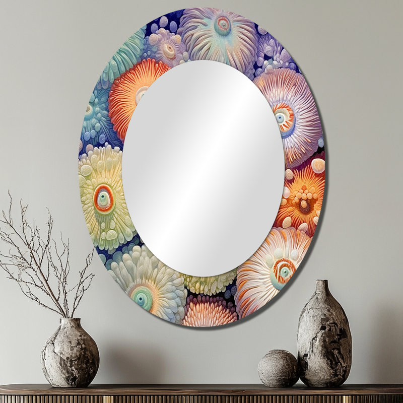 Magnifique miroir mural ovale orange, 40 po x 30 po